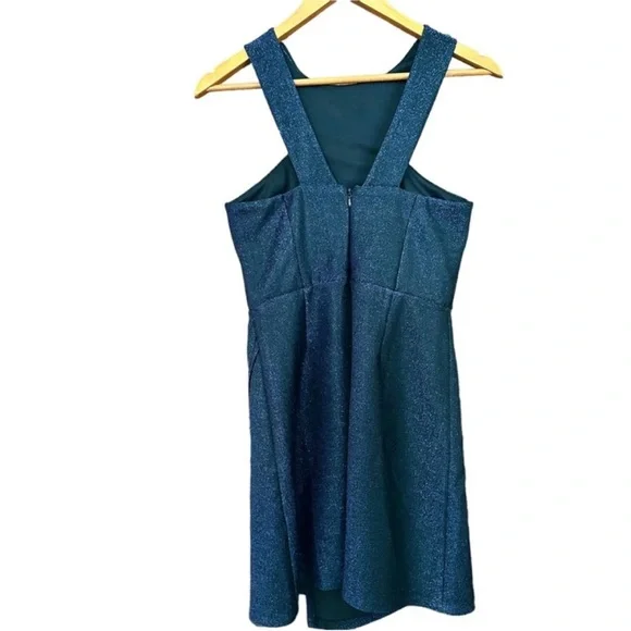 Topshop blue sparkly sleeveless mini sheath dress Size 6 EUC - Picture 6 of 7